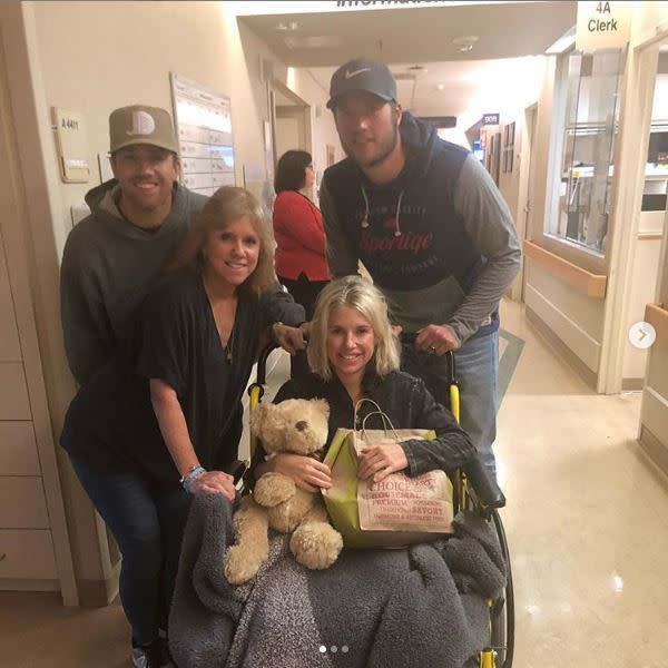 Kelly Stafford, the wife of Detroit Lions quarterback Matt Stafford, posted on Instagram that she had been released from the hospital following a 12-hour brain surgery. She said, "This Easter is the beginning of a new life for me. I wanna take a second to thank all of you for all the prayers. They have worked. I know they have. When they opened me up, I had an abnormal vein.. maybe abnormal for other neurosurgeons, but not the one We chose. He had seen it before and written a paper on it. That’s truly God’s work. The prayers for my family, I’m beyond thankful for. A six hour surgery went to 12 hours and although they were anxious and scared, your prayers got them through. Thank you. Thank you so much. Now I am home and learning my new norm. It’ll take some time, but I really just wanted to say thank you. Thank you for all your support, thoughts and prayers. It means more than y’all will ever know."