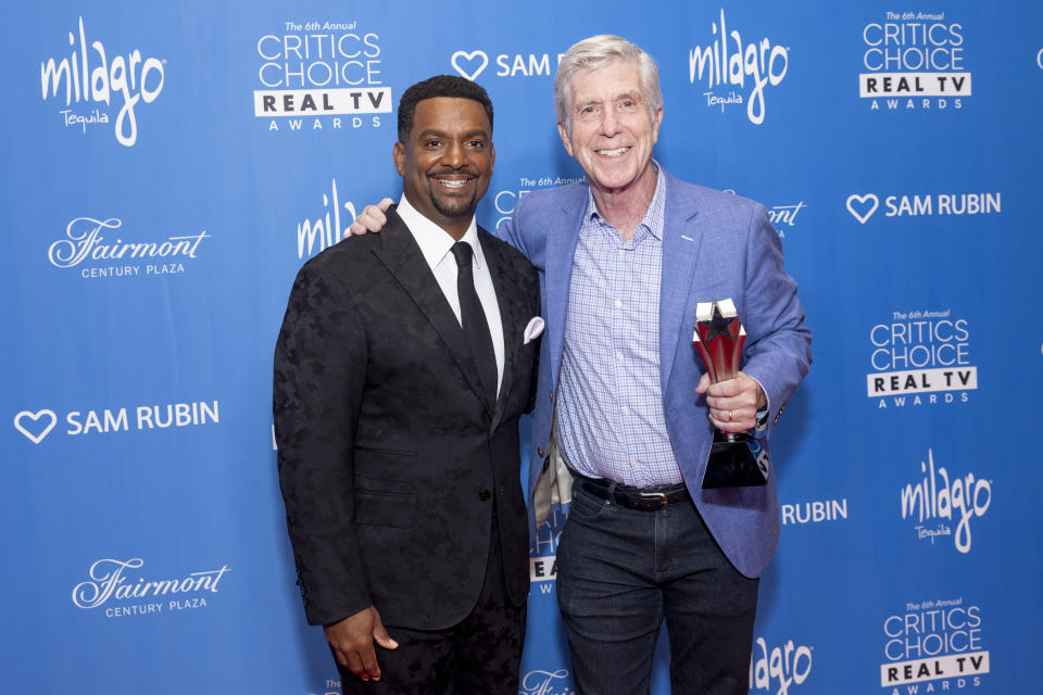 Alfonso Ribeiro and Tom Bergeron attend the 2024 Critics Choice Real TV Awards