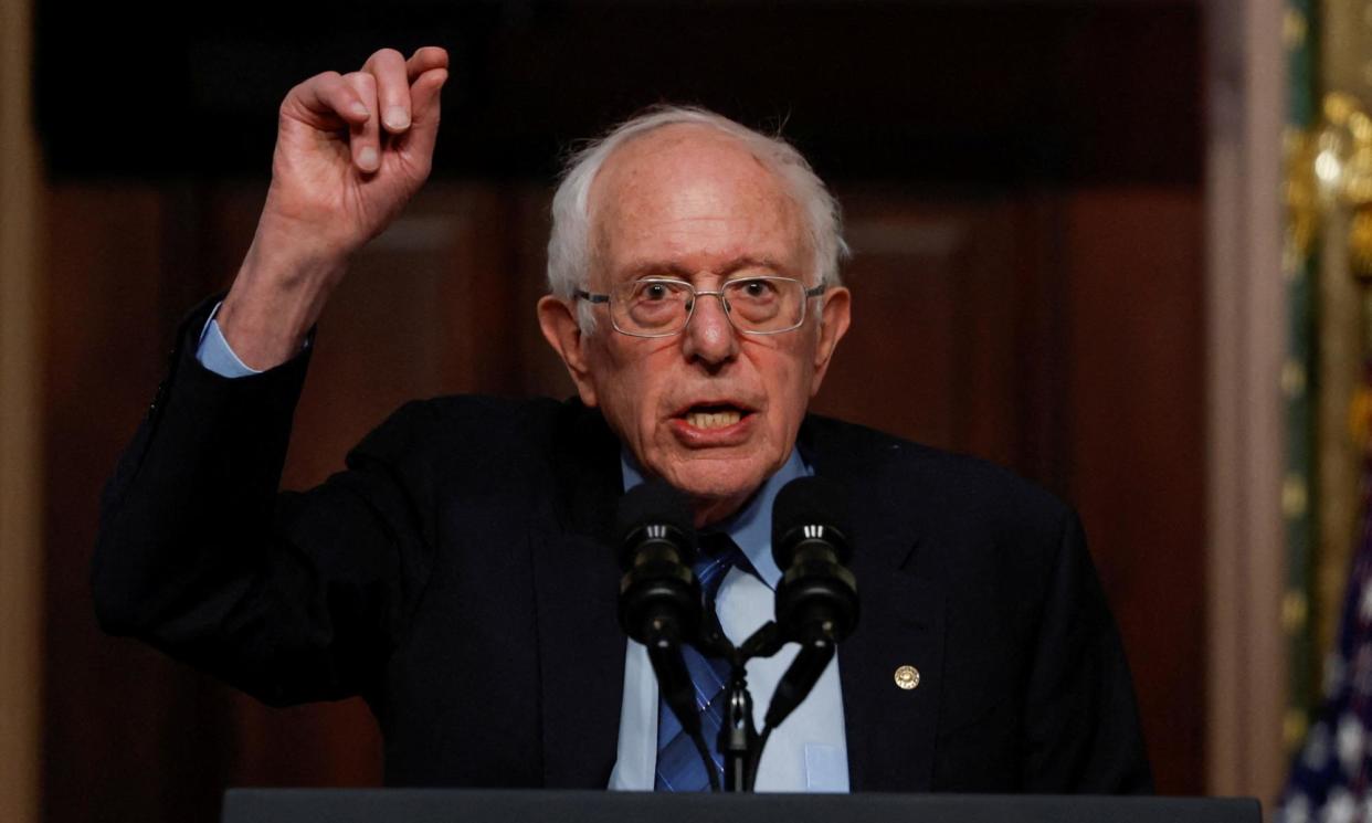 <span>Bernie Sanders in Washington in April. He wrote in the New York Times: ‘A presidential election is not an entertainment contest.’</span><span>Photograph: Evelyn Hockstein/Reuters</span>