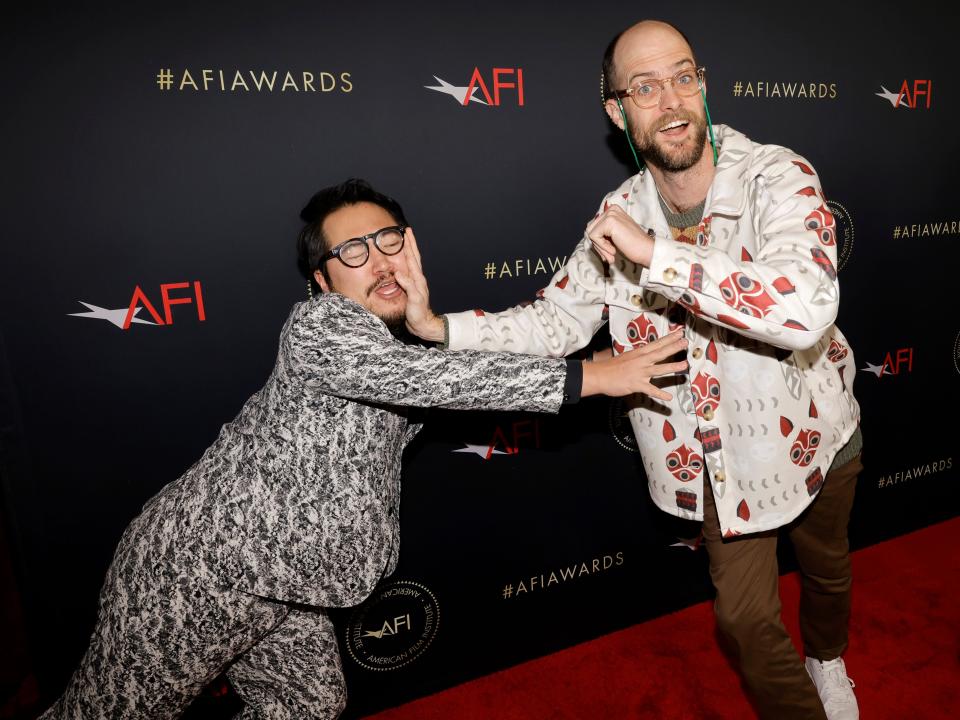 Dan Kwan and Daniel Scheinert attend the AFI Awards Luncheon at Four Seasons Hotel Los Angeles at Beverly Hills on January 13, 2023 in Los Angeles, California