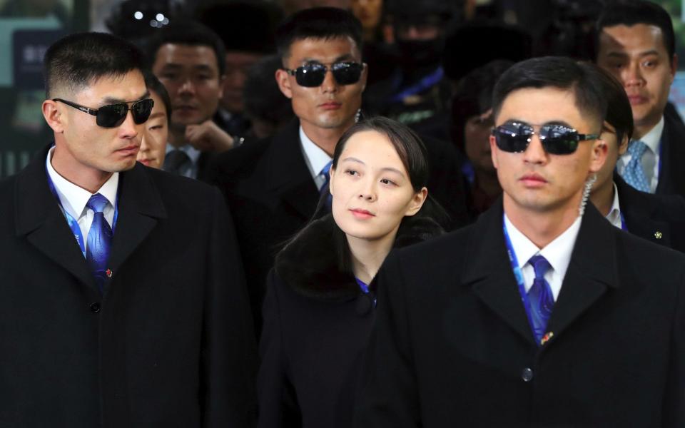 Kim Yo-jong arrives to attend the opening ceremony of the 2018 Winter Olympics in Pyeongchang, South Korea - AFP