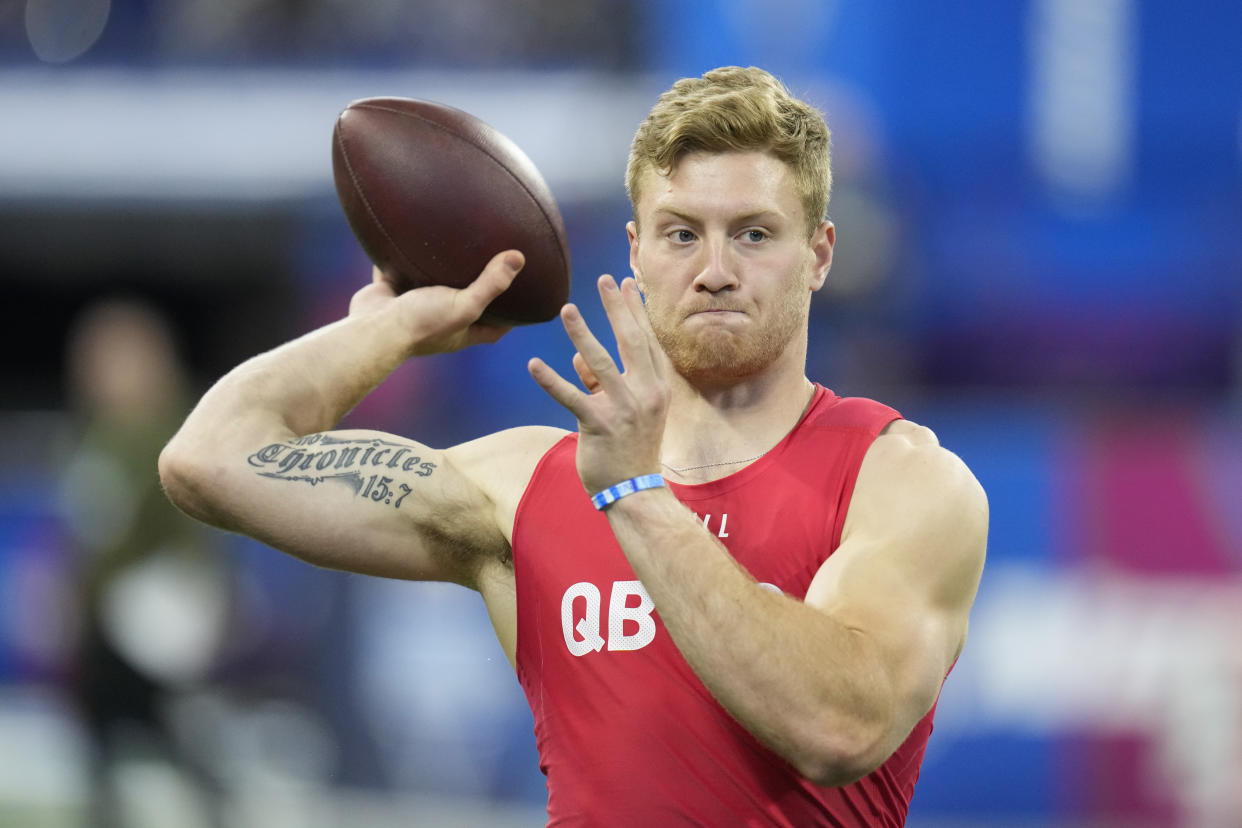 Quarterback Will Levis landed with the Tennessee Titans. (AP Photo/Michael Conroy)