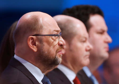 Social Democratic Party (SPD) leader Martin Schulz looks on at an SPD party convention in Berlin, Germany, November 7, 2017. REUTERS/Axel Schmidt