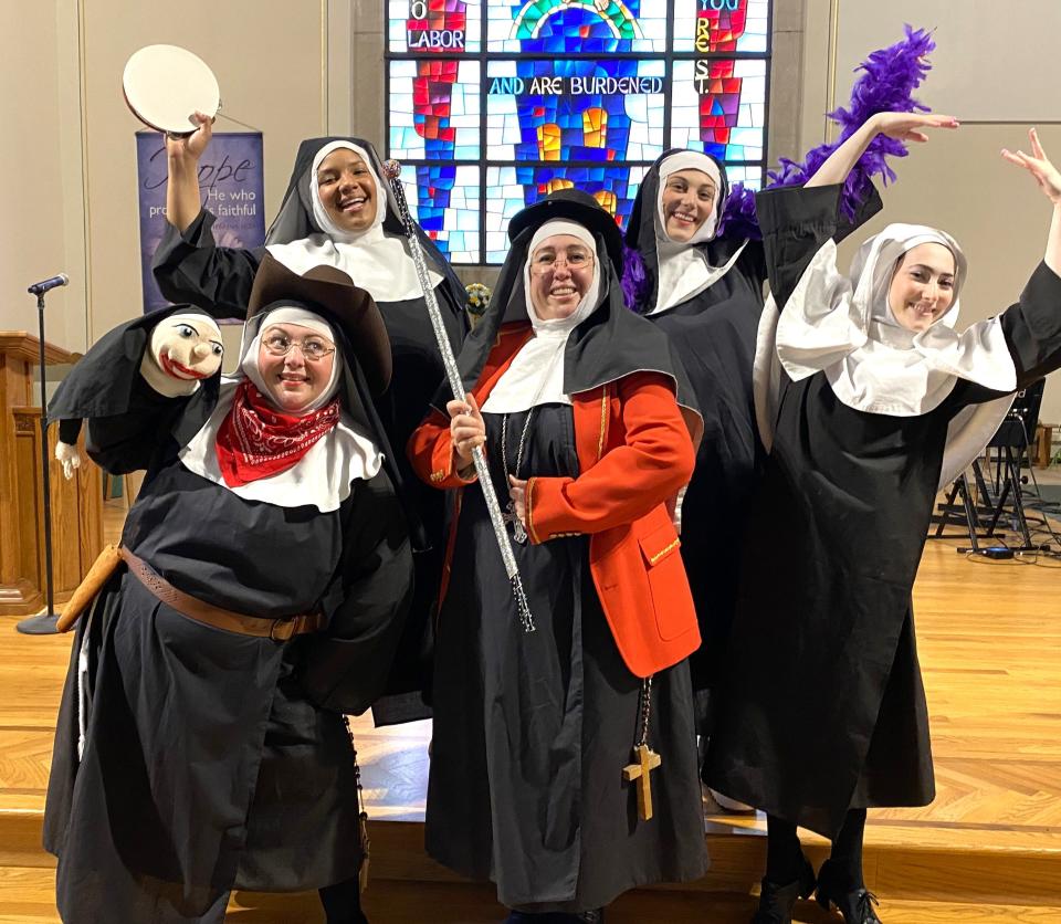 Kierstin Vorheis, Cheyanne Marie, Brenda Sparks,  Gianna Branca, and Annie Ross transformed into the the Little Sisters of Hoboken for "Nunsense II".