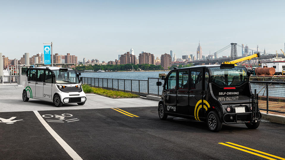 Optimus Ride's driverless shuttle at Brooklyn Navy Yard