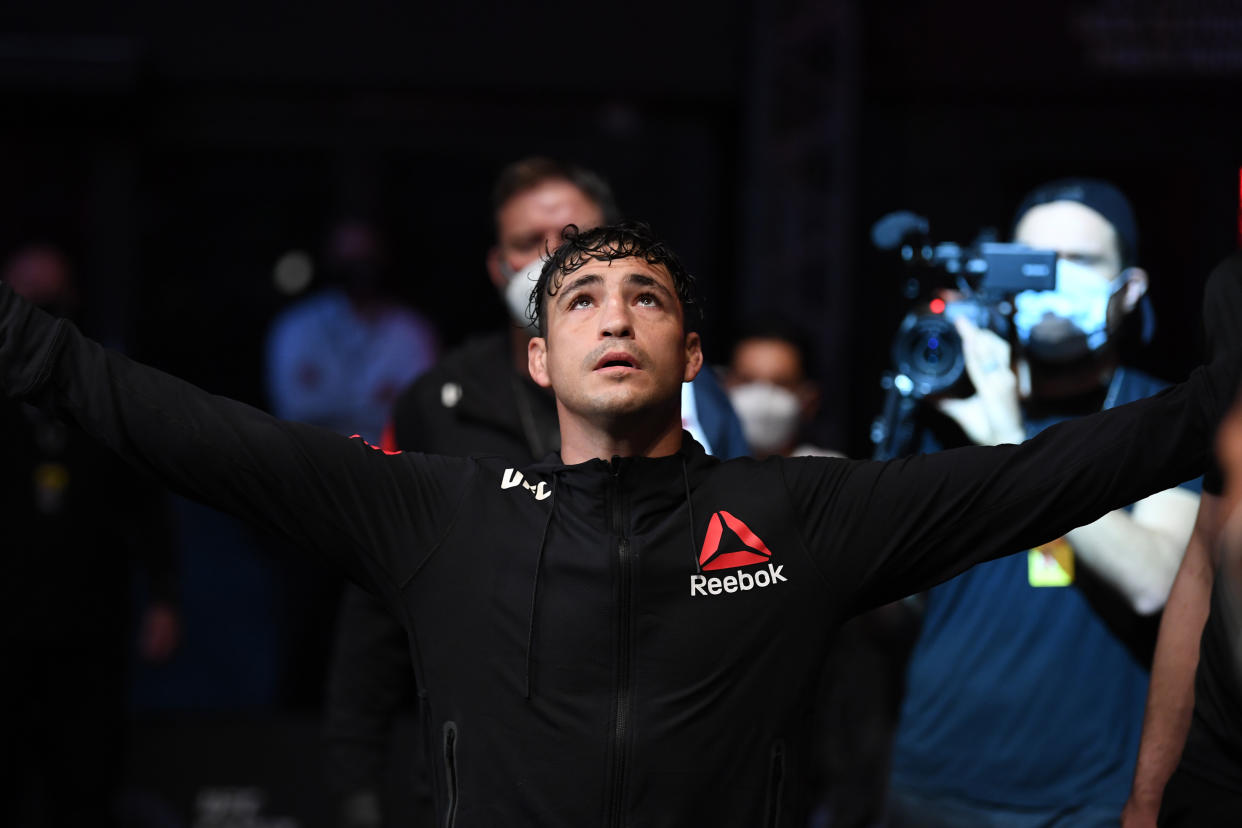 Diego Sanchez prepares to face Jake Matthews in their welterweight bout during UFC 253