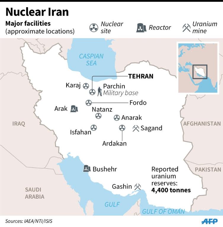 Graphic on major nuclear facilities in Iran