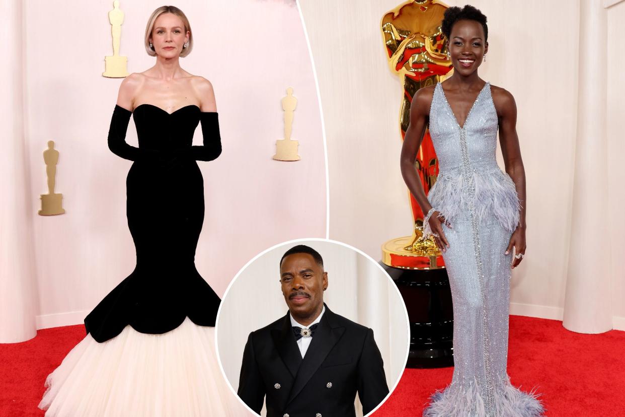 A collage of Carey Mulligan, Colman Domingo, and Lupita Nyong'o at the 96th annual Academy Awards