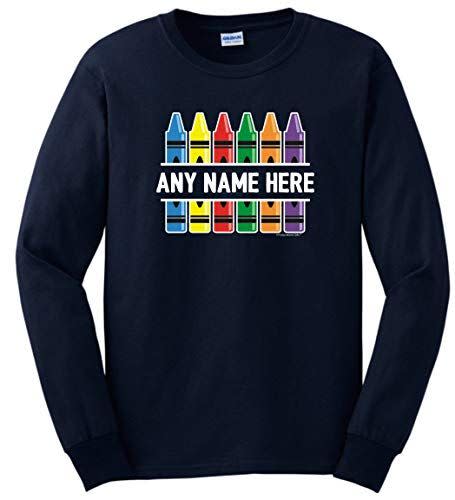 10) Personalized Teacher & Crayons Long Sleeve T-Shirt