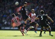 Britain Football Soccer - Southampton v Hull City - Premier League - St Mary's Stadium - 29/4/17 Hull City's Andrea Ranocchia in action with Southampton's Sofiane Boufal and Manolo Gabbiadini Reuters / Hannah McKay Livepic