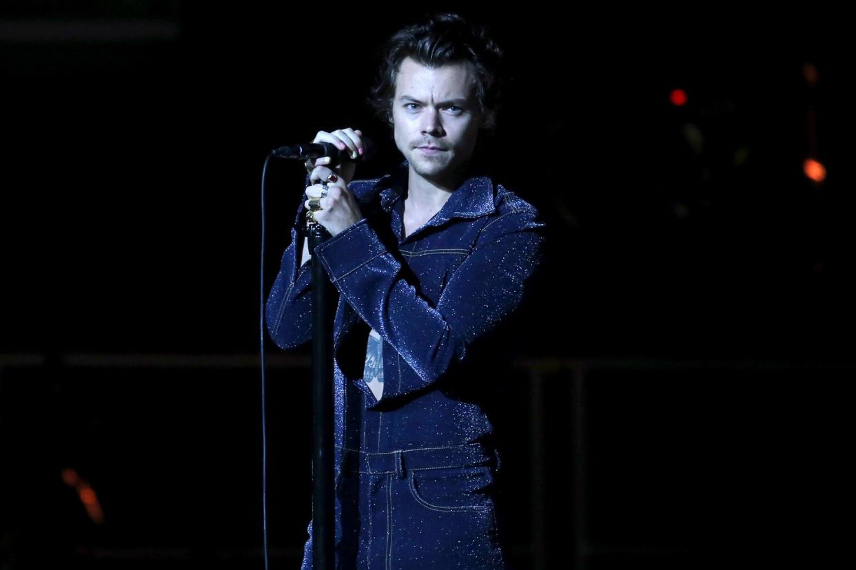 Harry Styles performs on stage during day one of Capital's Jingle Bell Ball