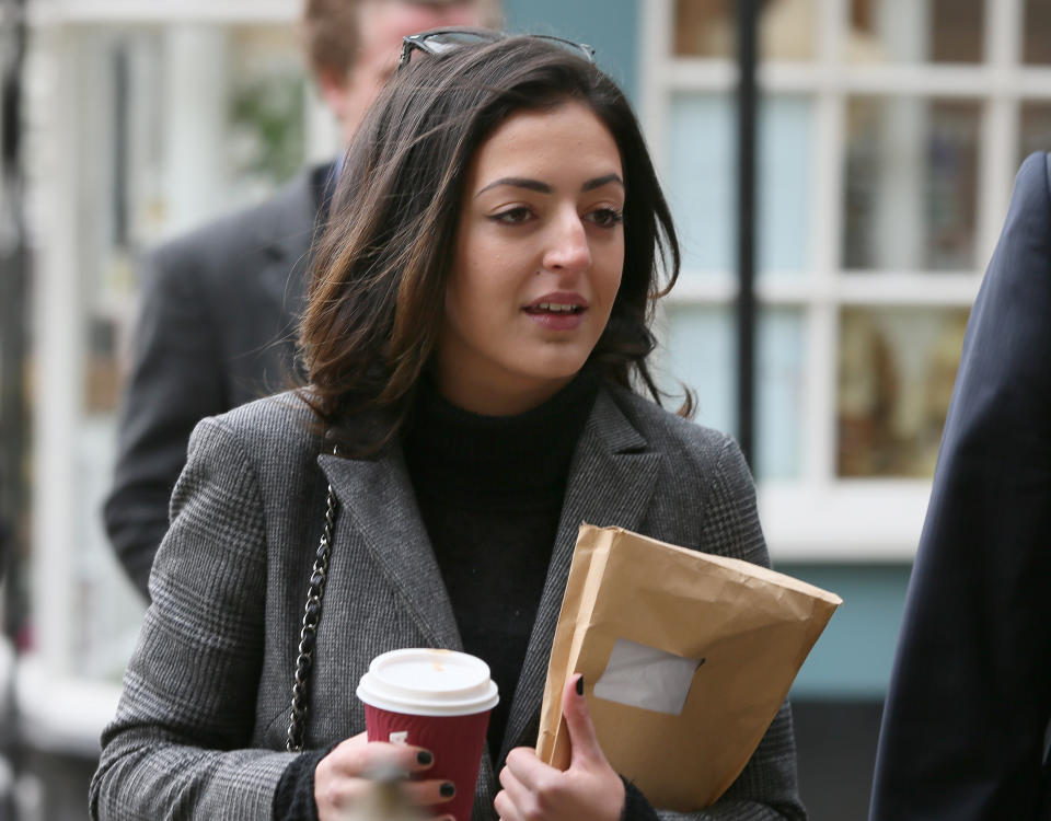 CAPTION CORRECTS THE SURNAME OF THE DAUGHTER TO BEREZOVSKAYA Russian oligarch Boris Berezovsky's daughter Anastasia arrives for the second day of the inquest into his death at Windsor Coroner's Court, in Windsor, England, Thursday, March, 27, 2014. One of his daughters, Elizaveta Berezovskaya is due to appear as a witness on the second day of the hearing into the death of the tycoon. He was found dead at his former wife's property, in March 2013. (AP Photo/Alastair Grant)