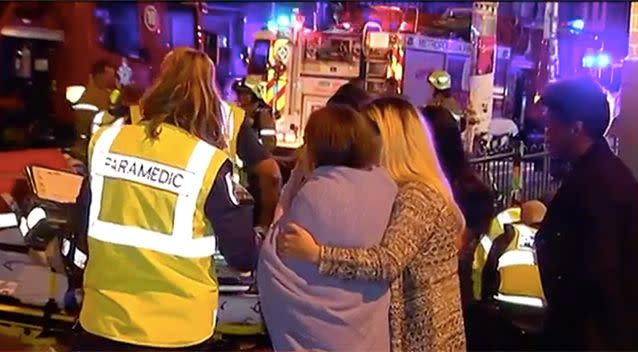 Revellers being treated outside the nightclub following the attack. Photo: 7 News