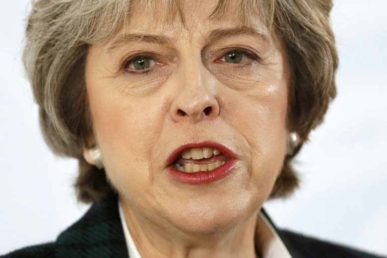 British Prime Minister Theresa May delivers a speech on the government's plans for Brexit in London on January 17, 2017