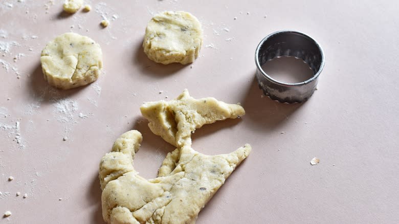 cutting scones from dough