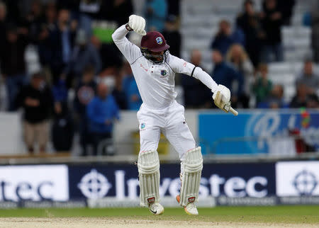 Cricket - England vs West Indies - Second Test - Leeds, Britain - August 29, 2017 West Indies' Shai Hope celebrates their win Action Images via Reuters/Lee Smith