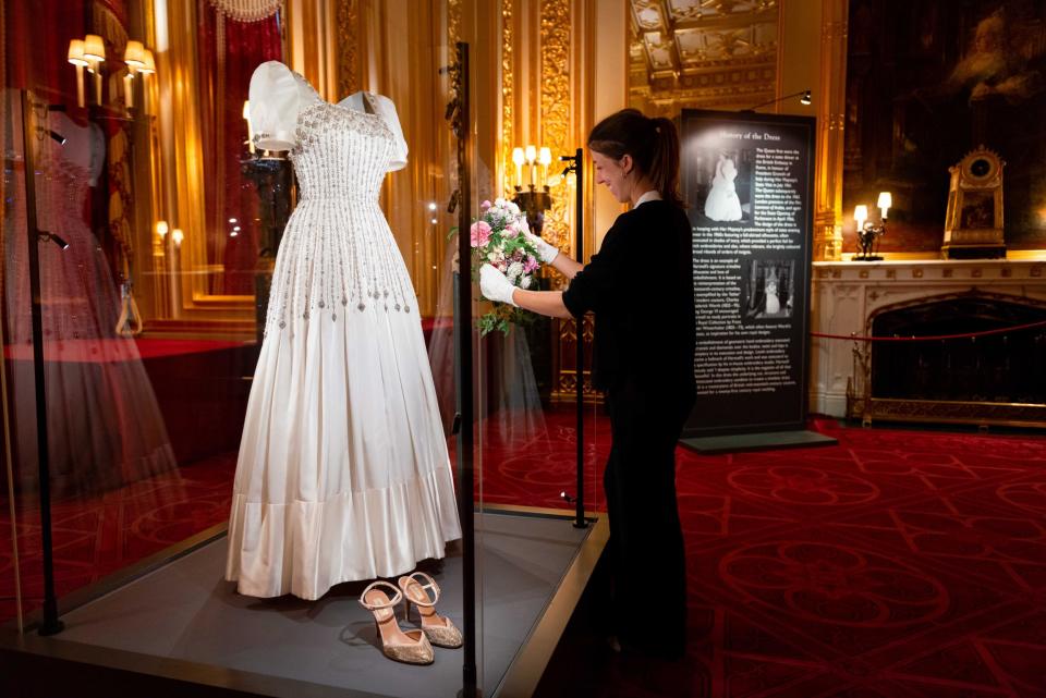 Princess Beatrice's wedding dress display at Windsor Castle (Image courtesy of Royal Collection Trust)