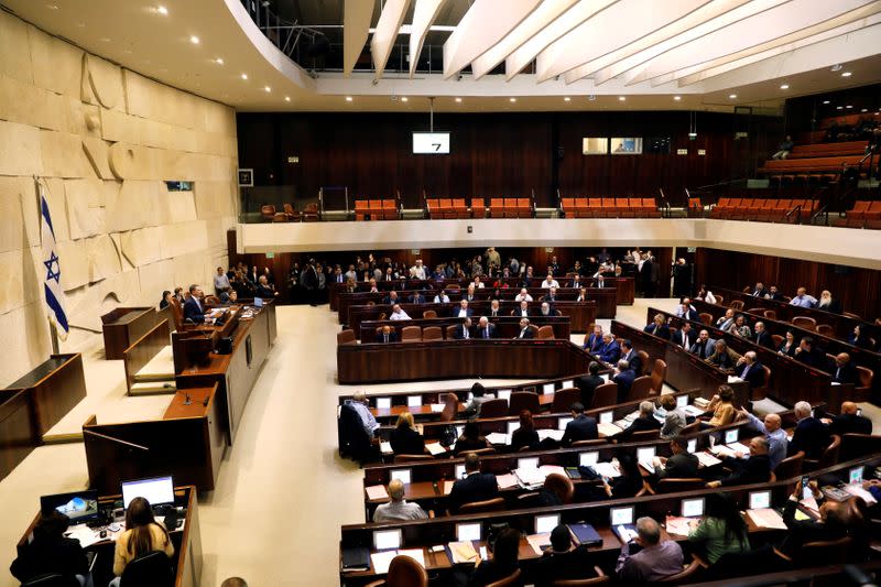 FILE PHOTO: A general view shows the plenum at the knesset, Israel's parliament, in Jerusalem