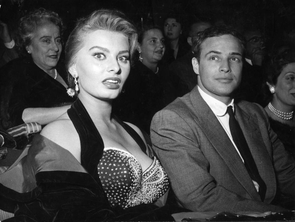 Loren and Marlon Brando at a cinema in Rome in 1954Getty Images