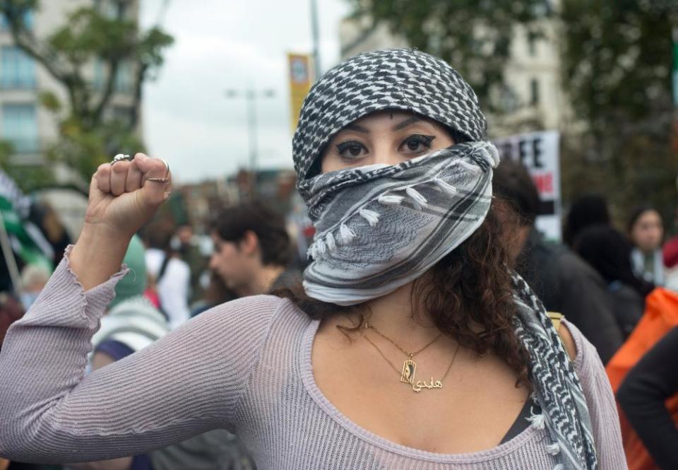Syrian-American Heidi Affi at the pro-Palestine march in central London on Saturday.