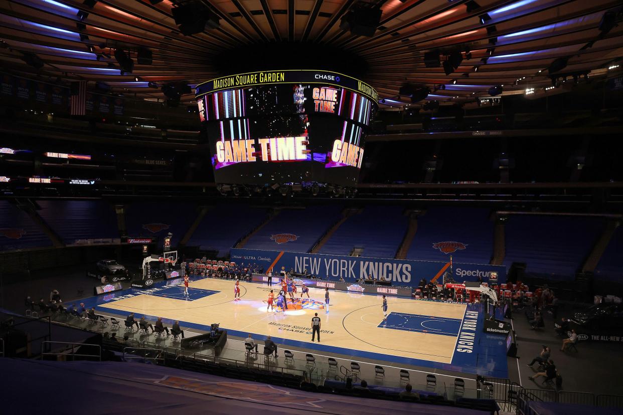 The Denver Nuggets and the New York Knicks tip off to start the game at Madison Square Garden on January 10, in New York City. 