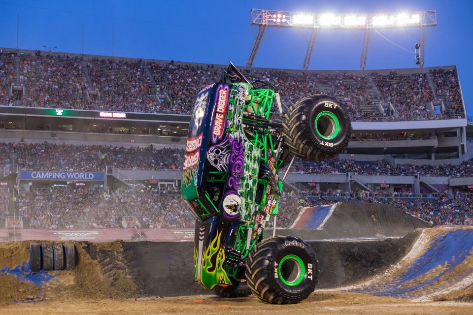 Monster Jam drivers compete in four categories: speed, two-wheel skills; donut style and free-style.