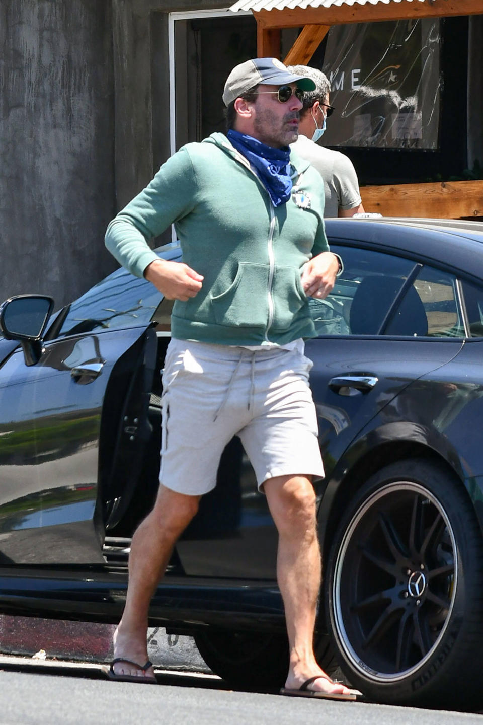 <p>Jon Hamm runs a quick errands in Los Angeles on Friday.</p>