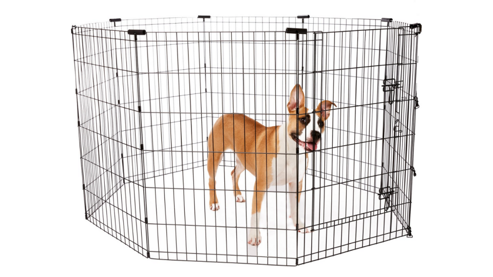 Combine this playpen with others to make a mega-pooch-playpen.