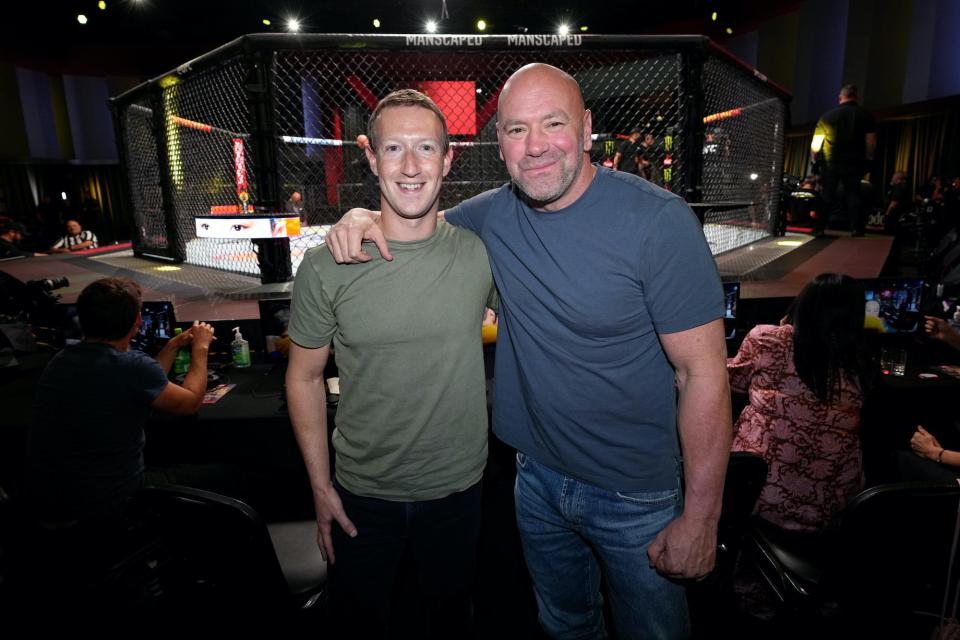 Facebook founder Mark Zuckerberg and UFC president Dana White.