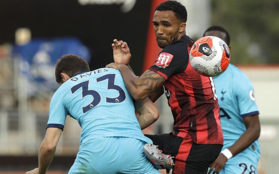 Bournemouth striker Callum Wilson battles for the ball against Tottenham - EPA