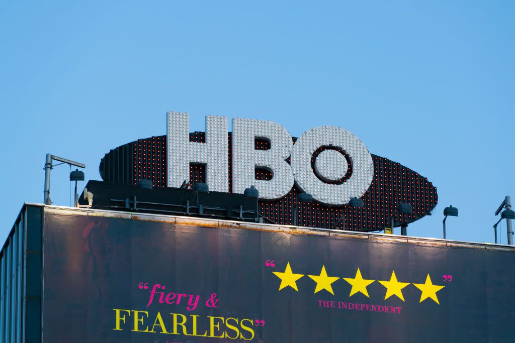 General views of the HBO skyscraper billboard above the Sunset Strip promoting HBO Max's critically acclaimed show 'I May Destroy You' on December 21, 2020 in Hollywood, California