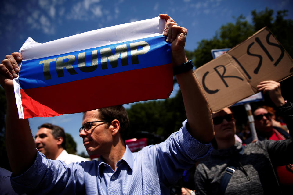 Hundreds gather at the White House to protest Trump’s firing of FBI Dir. Comey