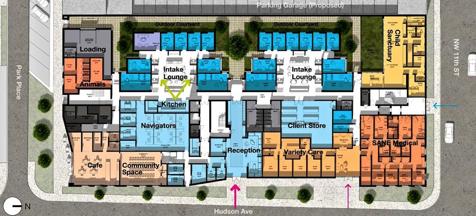 A conceptual rendering of what the intake lounge could look like in the MAPS 4 Palomar Family Justice Center.