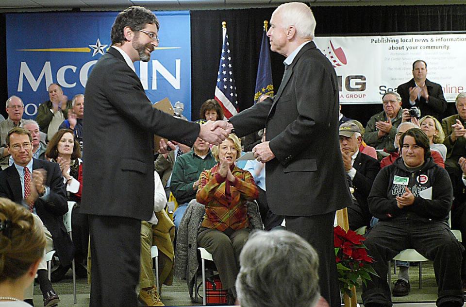 In December 2007, Executive Editor Howard Altschiller welcomed U.S. Sen. John McCain to a Seacoast Media Group town hall with voters in Portsmouth ahead of the 2008 presidential primary. McCain went on to win his party's nomination.