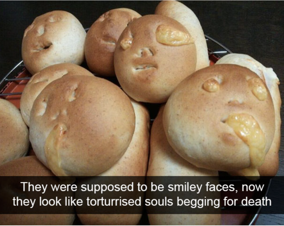 Cheese coming out of smiling faces