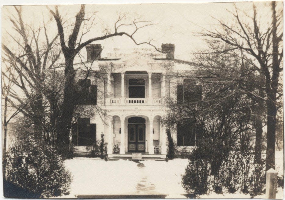 Christmas card view of Maxey house