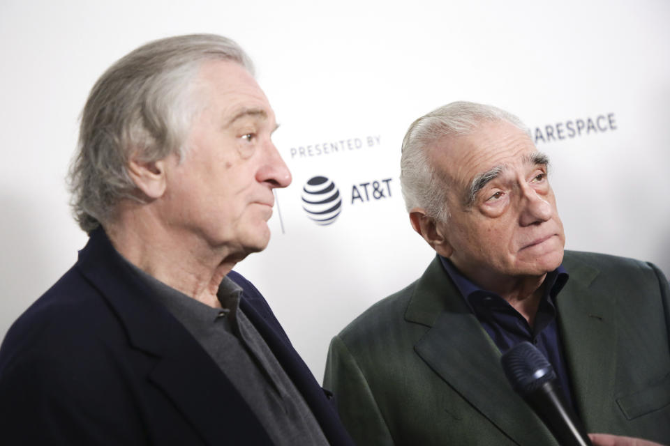 Actor Robert De Niro, left, and director Martin Scorsese attend "Tribeca Talks - Director Series - Martin Scorsese with Robert De Niro" during the 2019 Tribeca Film Festival at the Beacon Theatre on Sunday, April 28, 2019, in New York. (Photo by Brent N. Clarke/Invision/AP)