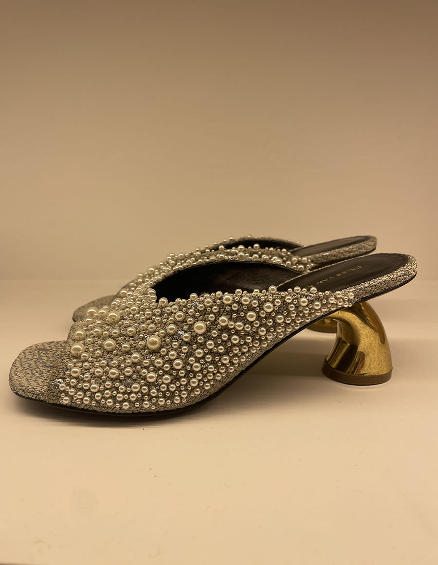 Dries Van Noten pearl-encrusted heels <cite>Shannon Adducci</cite>
