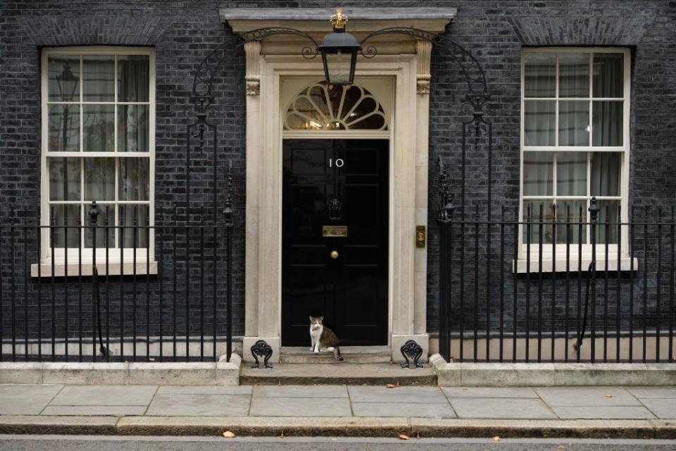 london, england october 10 larry the number 10 house cat sits on the step in downing street, during a cabinet meeting on october 10, 2017 in london, england the meeting was the first since the conservative party conference photo by leon nealgetty images