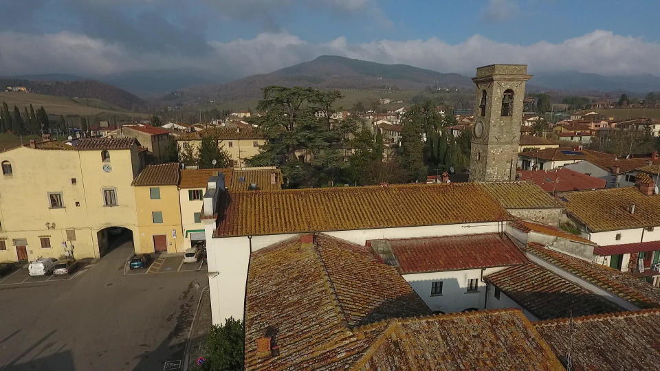 The view of the picturesque Tuscan village of Galliano di Mugello isn't marred by cell phone towers, but that also means anyone needing mobile service is out of luck.  / Credit: CBS News