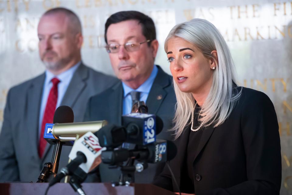 Lebanon County District Attorney Pier Hess Graf answers questions during a press conference at the Lebanon County Municipal Building following Kimberly Maurer's sentencing on Wednesday, June 1, 2022.
(Photo: Dan Rainville, USA Today Network - PA)