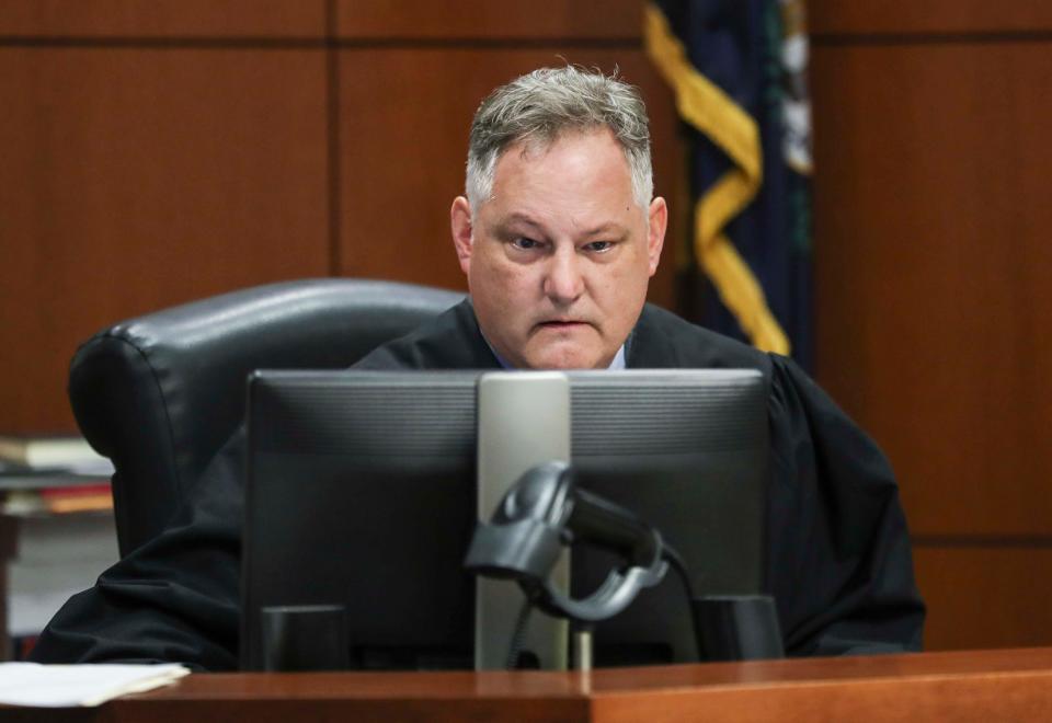 Judge McKay Chauvin of Jefferson Circuit Court presided over a hearing for Roger Burdette Monday, February 18, 2019. Burdette is accused of striking Detective Deidre "Dee Dee" Mengedoht's police cruiser from behind on Dec. 24 as she conducted a downtown traffic stop on Interstate 64. She died at the scene.  Feb. 18, 2019.