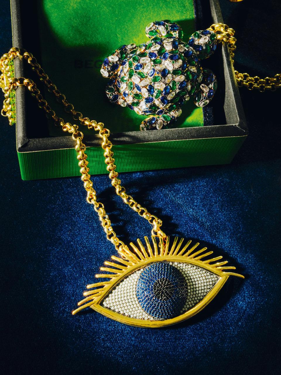 An evil eye necklace at Begüm Khan