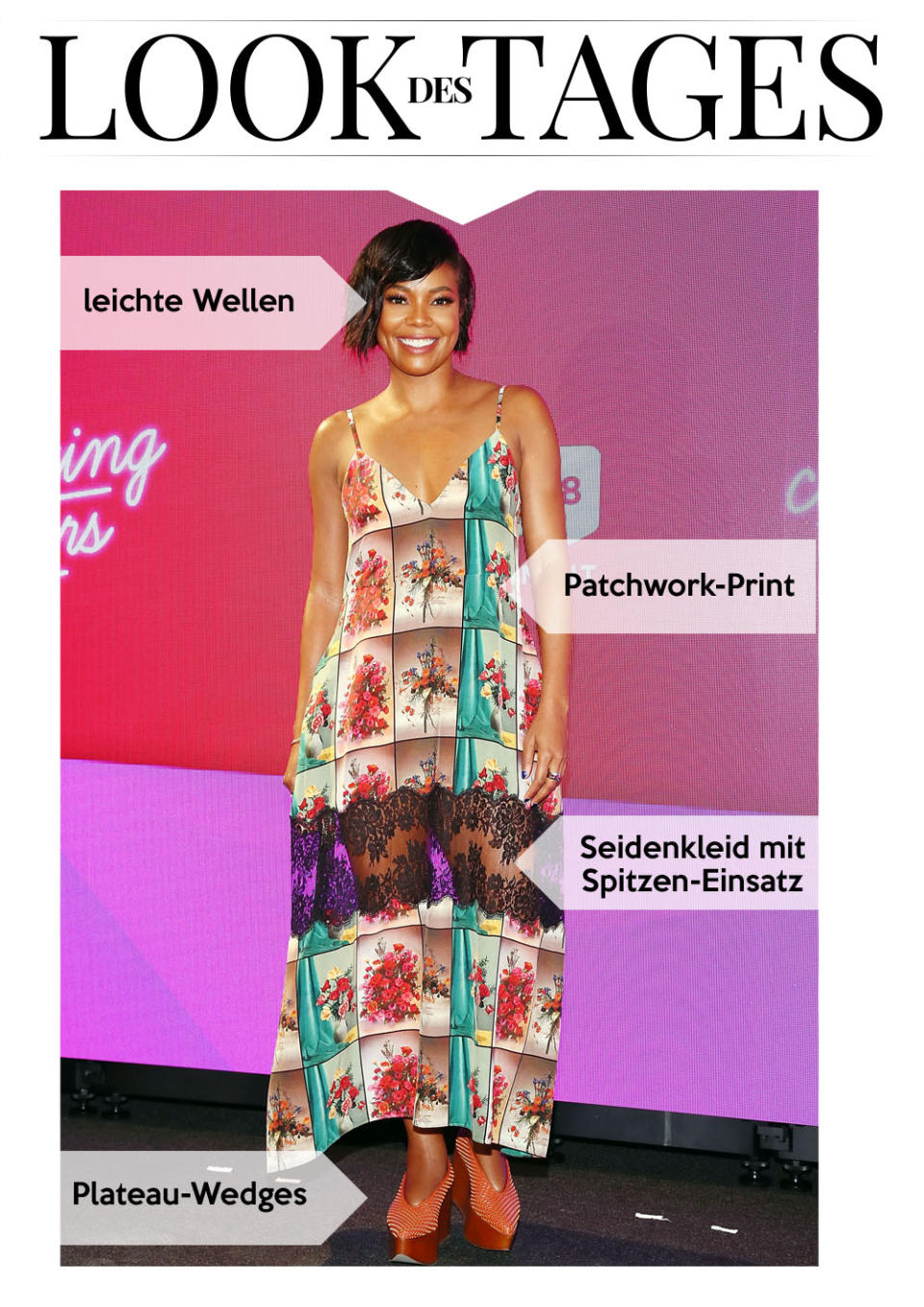 Gabrielle Union trug ein sommerliches Samtkleid mit floralem Print. (Bild: Astrid Stawiarz/Getty Images)