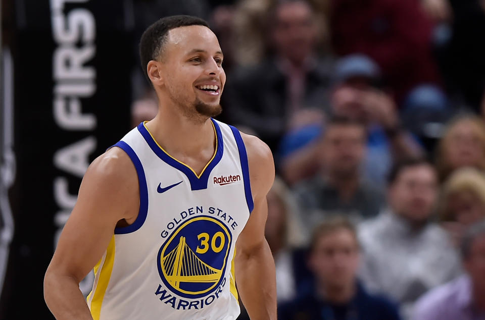 One month after a young fan wrote Steph Curry asking why his shoes weren’t available for girls, Curry sent her two pairs of his new shoes for Christmas. (Gene Sweeney Jr./Getty Images)