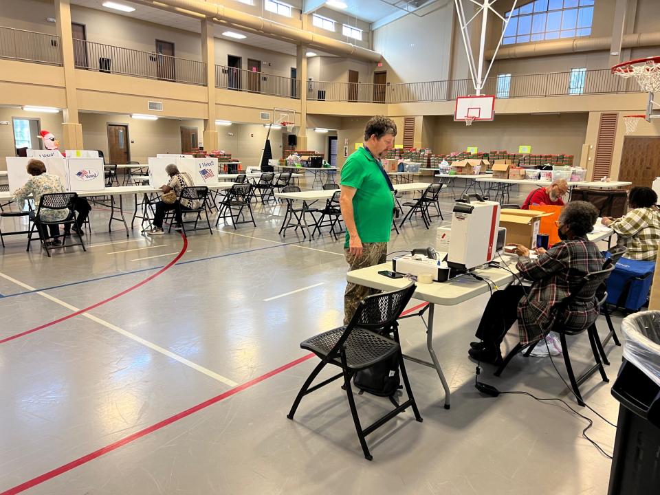 Voters cast ballots at Brandon Baptist Church on Tuesday.