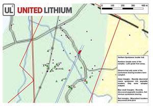 Bergby Lithium Project - Pegmatite Boulder Trains - North Section