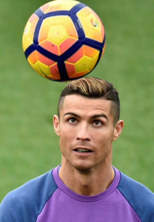 Real Madrid's Cristiano Ronaldo, seen during a training session at Valdebebas training ground in Madrid, on December 9, 2016, on the eve of their Spanish La Liga match against Deportivo de la Coruna