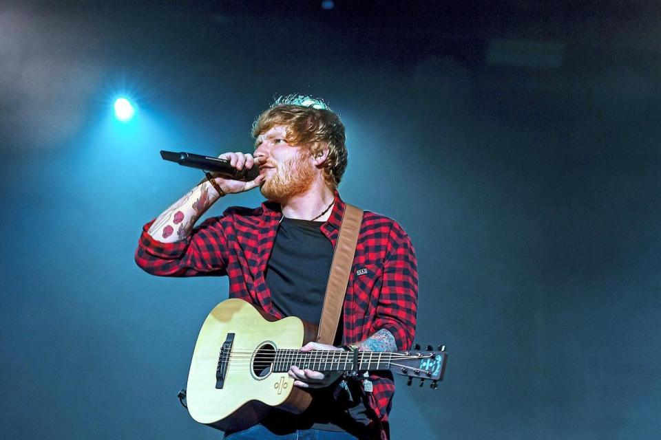 On tour: post Glastonbury, pictured above, Sheeran is headed out on a stadium tour: Grant Pollard/Invision/AP