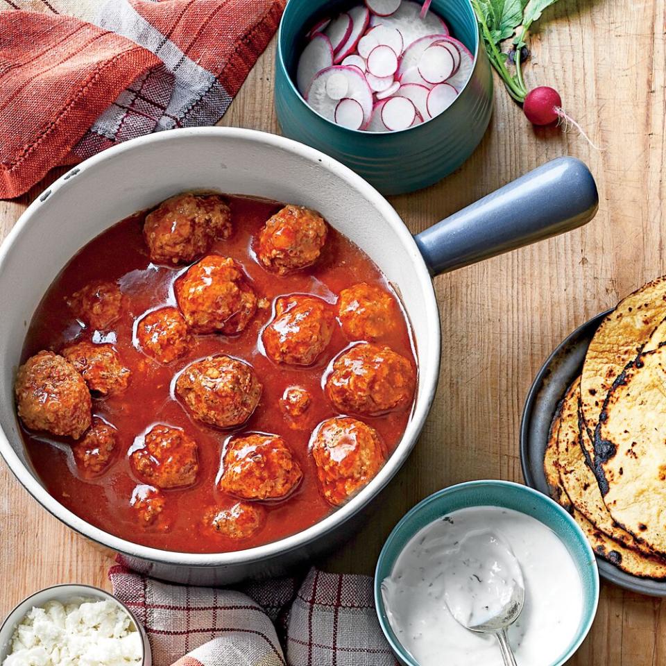 Tex-Mex Meatballs in Red Chile Sauce